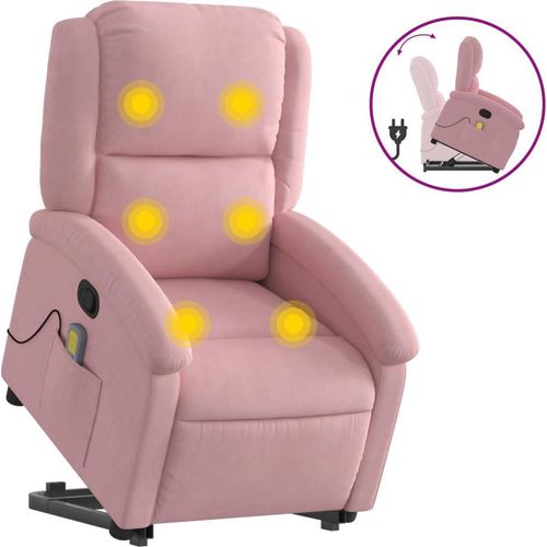 Massagesessel mit Aufstehhilfe Rosa Samt