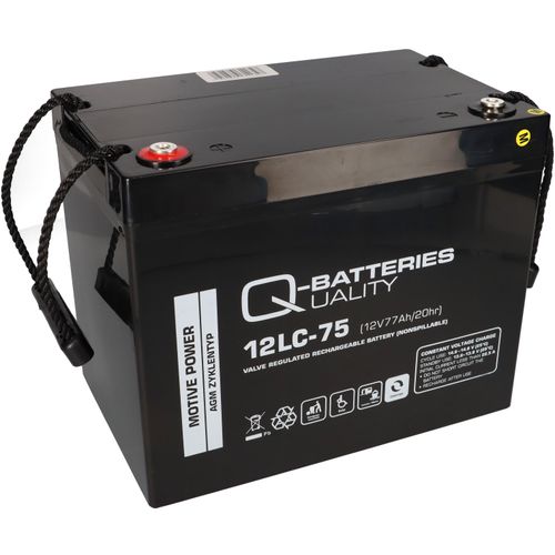 Q-Batteries 12LC-75 AGM Akku 12V 77Ah M6 – für Weidezaun-Anwendungen