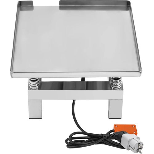 Rütteltisch für Beton - Vibrationsplatte - Edelstahl - EU‑Stecker 220 V - Amplitude 1–2 mm - Vier Federn - Maße 35×35×22 cm - Silber