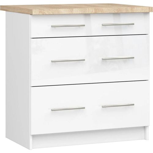 Küchenschrank mit Schubladen 80 cm VERMINA - weiß / weiß glänzend