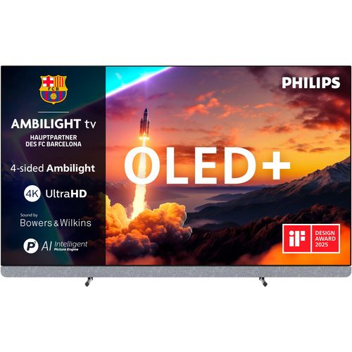 PHILIPS OLED-Fernseher "65OLED910/12", Energieeffizienz: F (A-G), grau, 65 ″, Fernseher