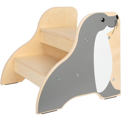 Tritthocker SMALL FOOT "Seehund Wildlife", beige (natur, grau, weiß), Hocker, Kinder, B/H/T: 41cm x 38cm x 42cm, B:41cm H:38cm T:42cm