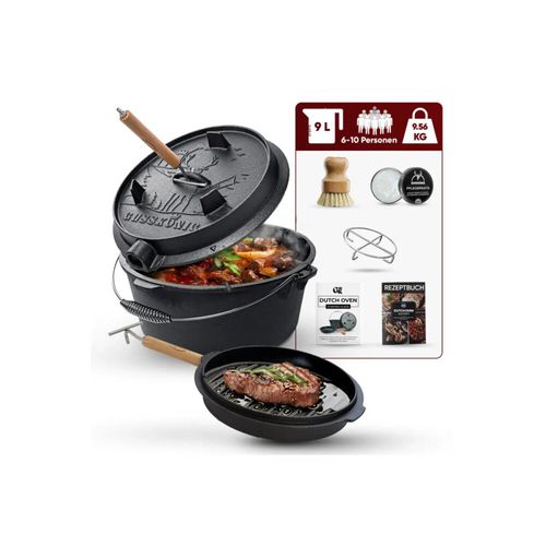 GUSSKÖNIG Eingebrannter Dutch Oven Set 9L ohne Füße
