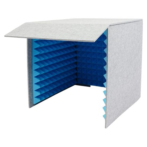 Tragbare Tisch-Schallschutzkabine - Mikrofon-Aufnahmekabine - 60×60×60 cm - 50 mm Akustikschaum - 12 mm Schallabsorberplatte - Grau/Blau