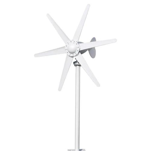 Windkraftanlage 800W - Windgenerator 12V/24V - 6-Blatt Turbine - Edelstahlwelle - Bausatz Ohne Montagefuß - Weiß