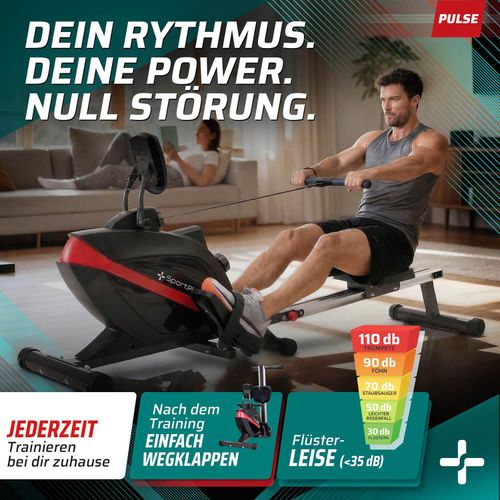 SportPlus I Rudergerät I für zuhause, Rudermaschine klappbar, Rudergerät leise, Rudergerät Magnet, Fitnessgerät rudern, SP-MR-008-B