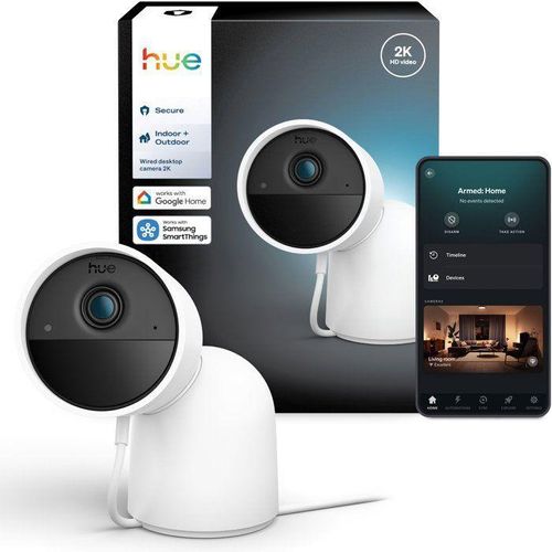 Philips Hue Secure 2K Desktop Kamera, Amazon Alexa / Google Home / Apple HomeKit, Tisch/Bank, Weiß, IP20, IP65, 141,2°, CMOS
