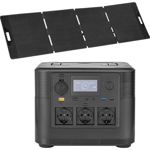 SucceBuy Tragbare Powerstation mit 200-W-Solarpanel, 1800-W-Solargenerator, 1008-Wh-LiFePO4-Akku und 9 Anschlüssen, perfekt für Notfälle, Camping und Wohnmobilreisen