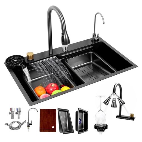 Edelstahlspüle mit Schalldämmung und 4-fach Wasserhahn – Robuste Küchenspüle für hohe Ansprüche
