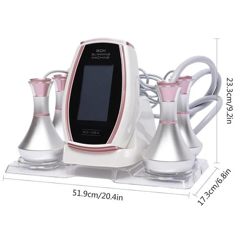 Kavitation Fettabbau Gerät - 5-in-1 Körper-Slimming Maschine - 5 Behandlungsköpfe - LED Touchscreen - 1–10 W - 220 V AC - Rosa