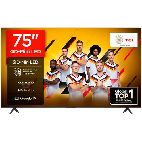 TCL Mini-LED-Fernseher "75Q6CX2", Energieeffizienz: E (A-G), schwarz, 75 ″, Fernseher, 4K Multi-HDR Dolby Vision, 144Hz, ONKYO Dolby Atmos, Apple Airplay 2