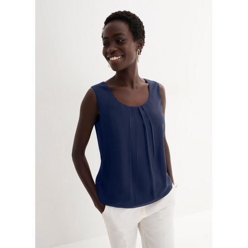 Blusentop BONPRIX, Damen, Gr. 36, dunkelblau, Web, Obermaterial: 100% Polyester. Futter: 100% Polyester, loose fit, Blusen Blusentop, lockerer Schnitt, für Frühjahrsmode und Sommermode, aus Polyester