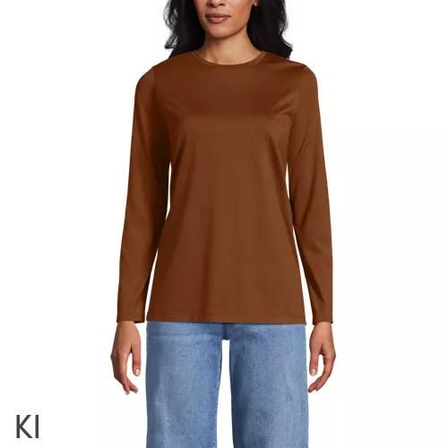 Supima-Shirt, Langarm, Damen, size: regular, Orange, Baumwolle, by Lands' End