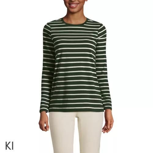 Supima-Shirt, Langarm, Damen, size: regular, Grün, Baumwolle, by Lands' End