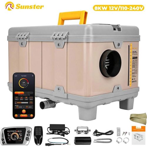 Diesel Luftheizung - Standheizung - 8 kW - 12 V, 110–240 V - Bluetooth - Für Auto, Wohnmobil, Camper, Zelt - Hellgrün