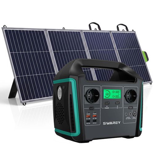 Tragbare Powerstation 725,76Wh Ladegerät mit 200W Solarpanel,1000W(1500W Spitze) AC,Power Station Solargenerator