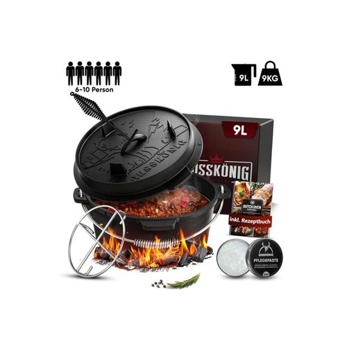 GUSSKÖNIG Klassisch Dutch Oven Set 9 L ohne Füße