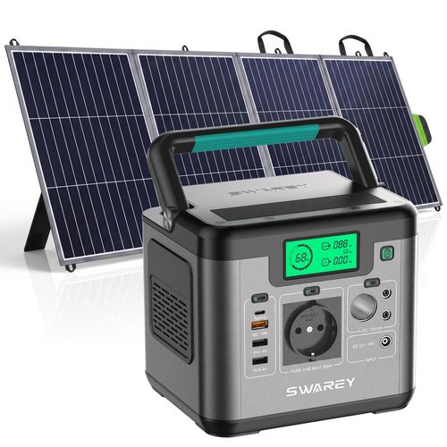 Tragbare Powerstation 518Wh Ladegerät mit 200W Solarpanel,500W(1000W Spitze) Power Station Solargenerator