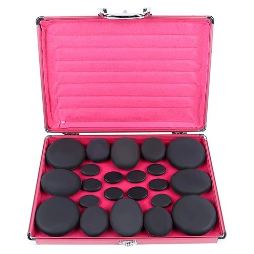 Hot Stone Massage Set mit 20 Basaltsteinen und Wärmegerät, tragbar im Heizkoffer