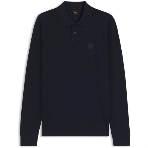 Boss Herenpolo met lange mouwen en Passerby-logo (Donkerblauw)