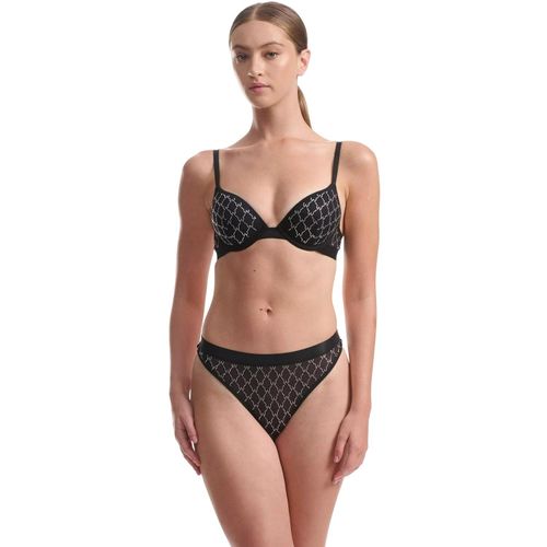 Wolford Dames-string met logo, doorschijnend (Zwart)