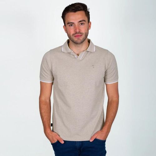 Q1905 Polo shirt stein zand melange