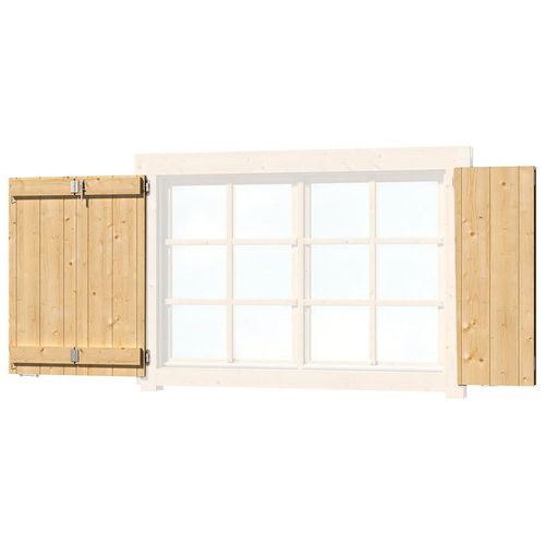 Fensterladen LASITA MAJA, beige (natur), B:129cm H:88cm T:3cm, Massivholz, Fensterläden