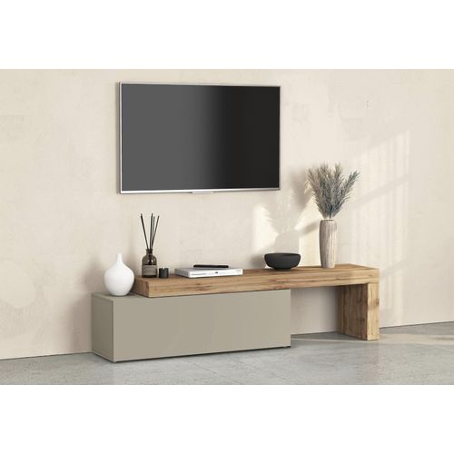 Lowboard OTTO HOME "Chronos TV-Board, T-Schrank", braun (taube, eiche wotan), B:240cm H:51cm T:40cm, Sideboards, Lowboard, Breite 240 cm TV-Board,Lowboard,1 Klappe und ein L-Förmiger Aufsatz