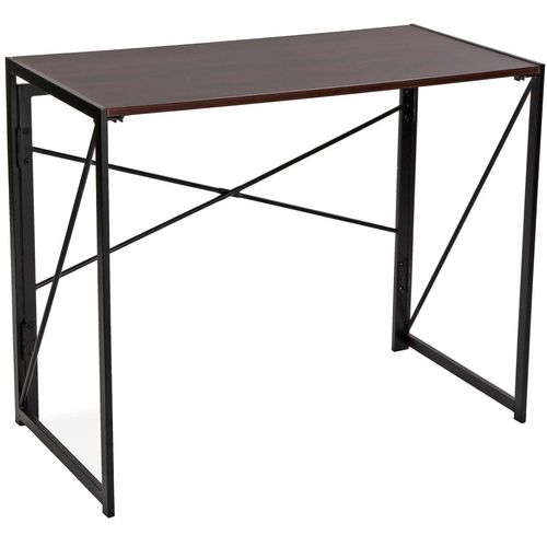 Versa Jack Schreibtisch für den Computer, Arbeitstisch Kompakter tisch Büro, Klappbar, Maßnahmen (H x L x B) 74 x 45 x 90 cm, Holz und Metall, Farbe: Braun
