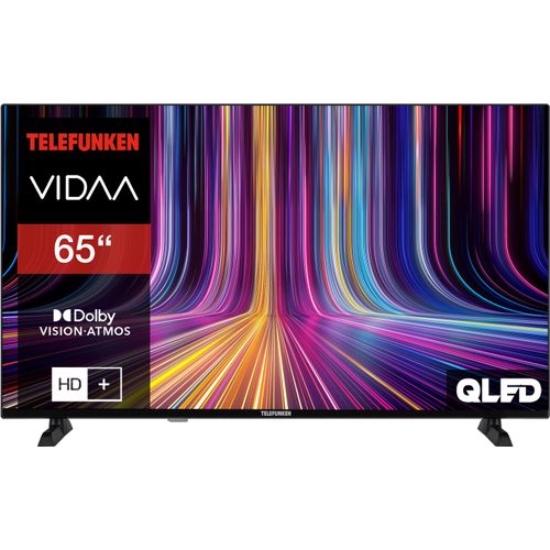 Telefunken Fernseher 65 Zoll QLED Smart TV VIDAA 4K UHD HDR Dolby Vision, HD+ 6 Monate, Triple-Tuner