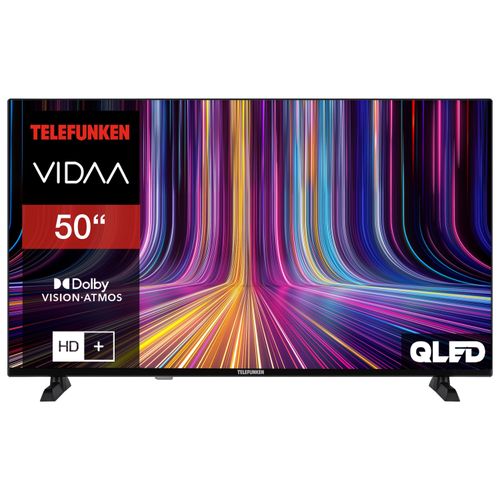 Telefunken Fernseher 50 Zoll QLED Smart TV VIDAA 4K UHD HDR Dolby Vision, HD+ 6 Monate, Triple-Tuner