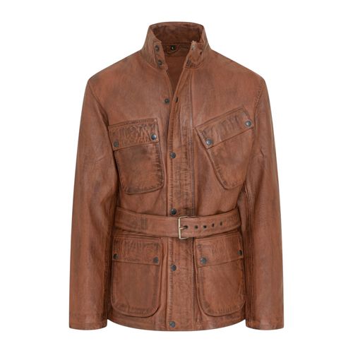 Heren beige lamsleren safari parka-jas - Edinburgh