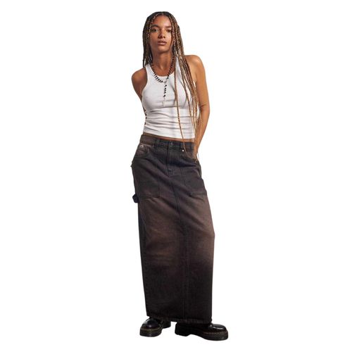 The Ragged Priest Denim maxi-rok in carpenter-stijl voor dames (Bruin)