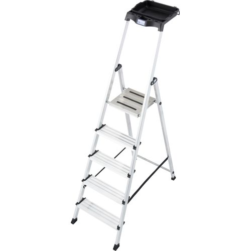 Stehleiter KRAUSE "Secury", silber (silberfarben), H:185cm, Aluminium, Leitern