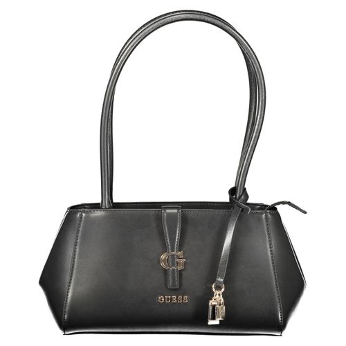 Elegante Damenhandtasche Schwarz mit Schutzfüßchen und Logo-Detail
