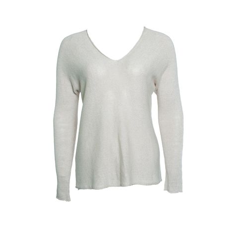 Vince, gebreide v-hals top in beige