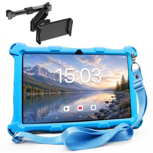AngelTech Kindertablet XL Blau mit Tablet-Halterung