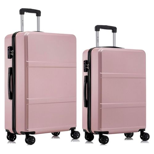 Hartschalenkoffer mit TSA-Schloss und YKK-Reißverschluss, Trolley-Set in Roségold (L-XL)