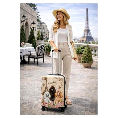 Chariot Paris Pudel für Hundeliebhaber, 50,8 cm, Handgepäck, Hartschale, erweiterbar, mit TSA-Schloss