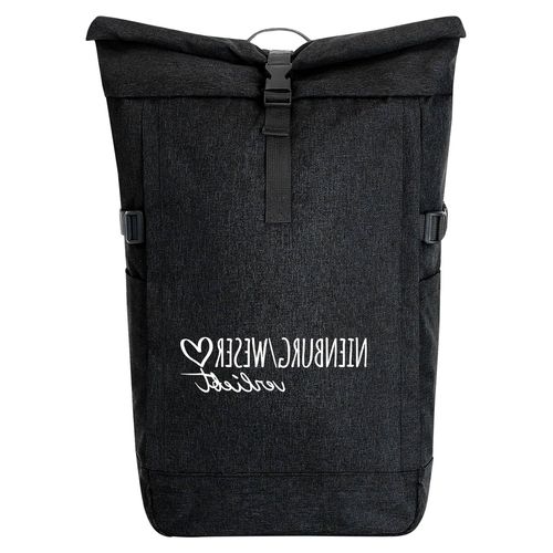 Kurierrucksack Nienburg/Weser 30-44 Liter Schwarz Melange Fairtrade Rolltop Geschenkidee