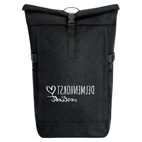 Kurierrucksack Delmenhorst 30-44 Liter Schwarz Melange Fairtrade Rolltop Geschenkidee