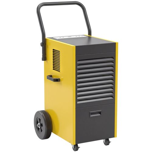 Luftentfeuchter 70L/Tag mit Rädern und Griff, kontinuierlicher Ablaufschlauch, 24-Stunden-Timer, 5,5L Tank, Gelb