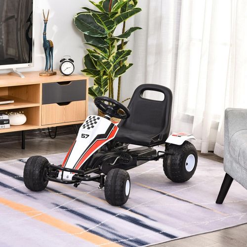 Pedal-Gokart für Kinder | Farbe: Weiß | Abmessungen: 25,98 x 40,94 x 22,44 cm