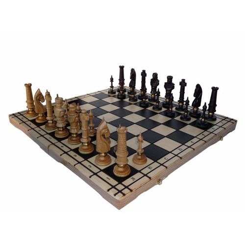 Schach Schachspiel Royal Lux SET Schachbrett 65 x 65 cm, NEU Holz braun XXL