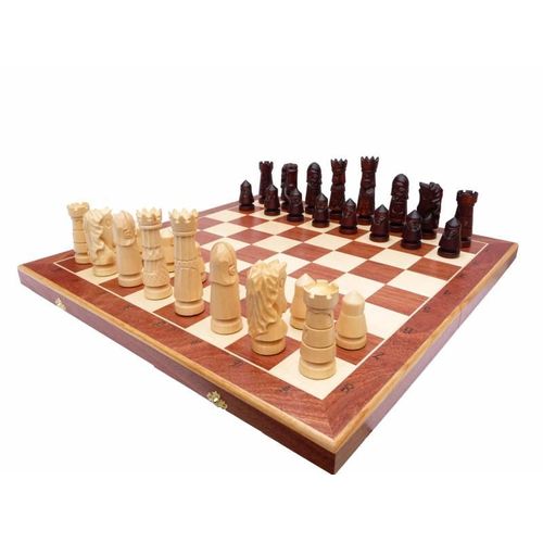 Schach Schachspiel Schachbrett SET 60 x 60 GESCHNITZT Holz braun mahogany XXL