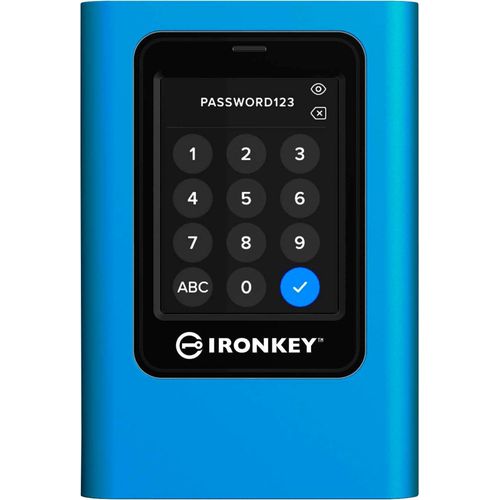 Kingston Technology IronKey 7680GB Vault Privacy 80 XTS-AES 256-bit Verschlüsselte externe SSD, 7,68 TB, USB Typ-C, 3.2 Gen 1 (3.1 Gen 1), 230 MB/s, Passwortschutz, Blau