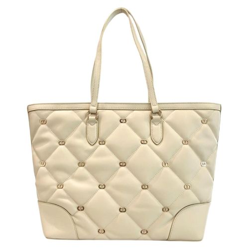 Handtasche für Damen, Marke Twinset, aus veganem Leder, weiß, gesteppt, mit Tragegriffen