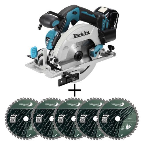 Makita Akku-Handkreissäge 18V DHS680 im Set mit 5x HM TCT Kreissägeblatt 165mm -