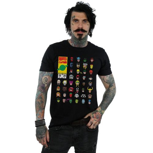 Marvel Heren Marvel Comics Hoofden Cover T-Shirt (Zwart)