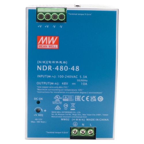 Mean Well Industrielles Netzteil DC-Ausgang 48V 10A 480W 2x DC